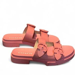 COACH Pink Size 7B Buckle Slide Sandals